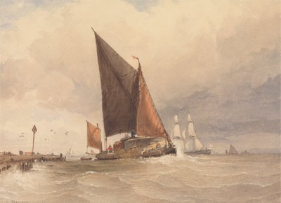 Zeilpraam op Zee door Edward Duncan