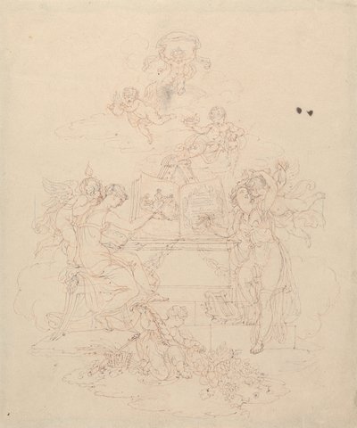 Allegorie van schilderkunst en literatuur door Edward Francis Burney
