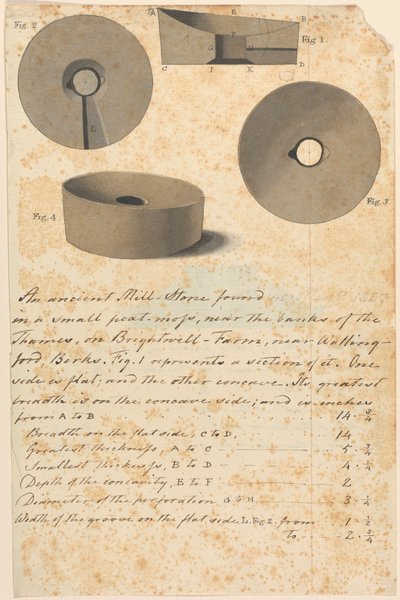 Studie van een oude Romeinse molensteen (?) door Edward Francis Burney