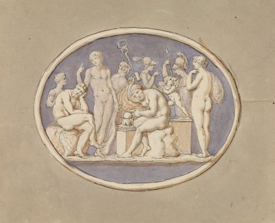 Vulcanus en De Goden en Godinnen door Edward Francis Burney