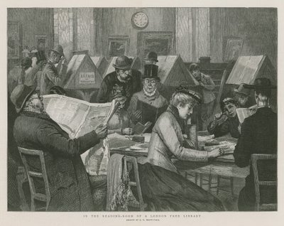 In de leeszaal van een gratis bibliotheek in Londen door Edward Frederick Brewtnall