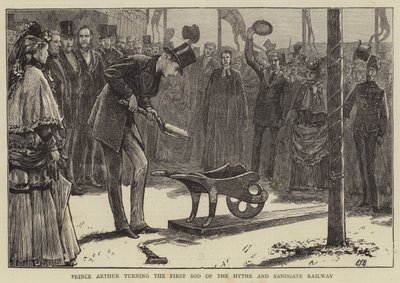 Prins Arthur die de Eerste Zode van de Hythe en Sandgate Railway omkeert door Edward Frederick Brewtnall