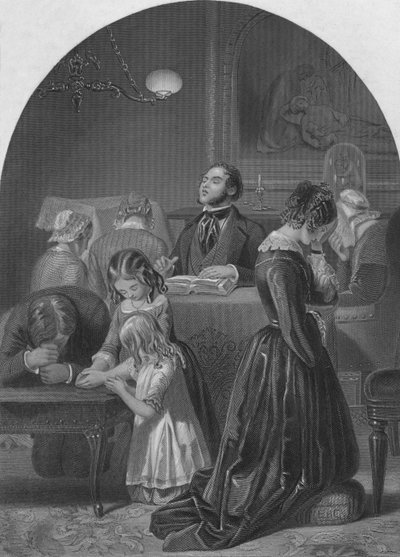 Familie Aanbidding, ca. 1870 door Edward Henry Corbould