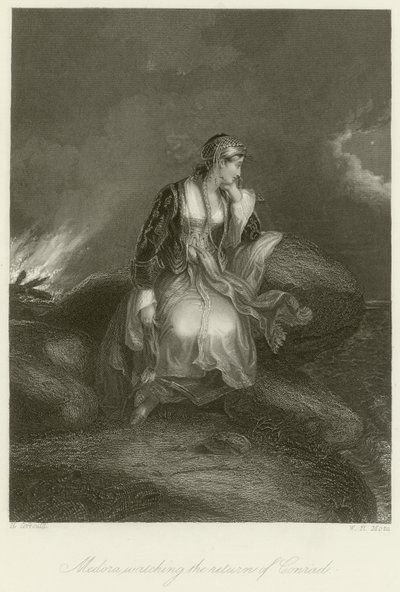 Medora kijkt naar de terugkeer van Conrad door Edward Henry Corbould