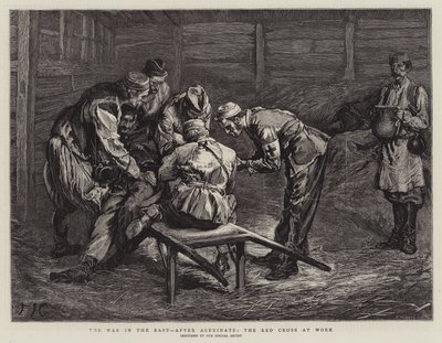 De Oorlog in het Oosten, na Alexinatz, het Rode Kruis aan het Werk door Edward John Gregory
