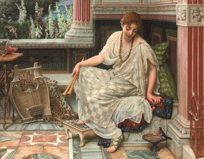 Chloe. Dulcis docta modos et citharae sciens (olieverf op doek) door Edward John Poynter