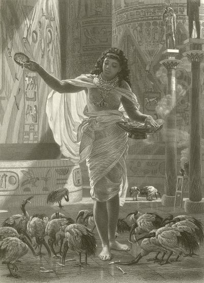 Het voeden van de heilige ibis in de zalen van Karnak door Edward John Poynter
