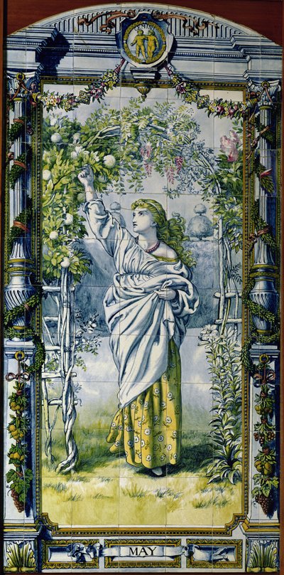 Mei, uit een serie tegelpanelen voor de Nederlandse keuken, 1867-8 door Edward John Poynter