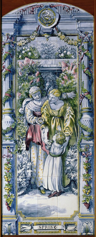 Lente, uit een serie tegelpanelen, ontworpen door Sir Edward Poynter en gemaakt door Minton, Campbell en Company, voor de Nederlandse Keuken, 1867-8 door Edward John Poynter