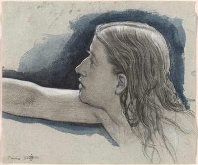Studie van het Hoofd van een Jonge Man met Uitgestrekte Rechterarm door Edward John Poynter