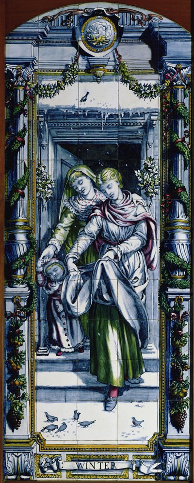 Winter, uit een serie tegelpanelen, ontworpen door Sir Edward Poynter en gemaakt door Minton, Campbell en Company, voor de Nederlandse Keuken, 1867-8 door Edward John Poynter