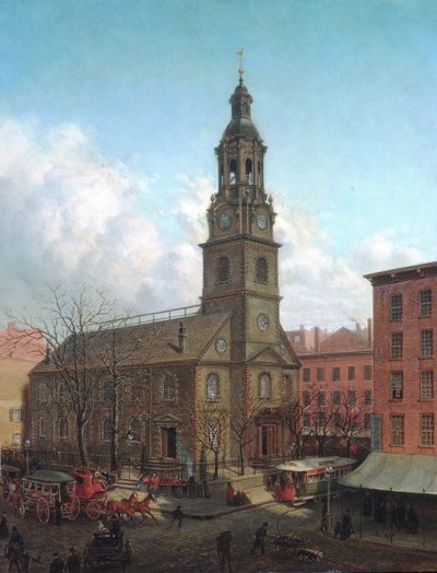 De Noord-Nederlandse Kerk, Fulton en William Streets, New York door Edward Lamson Henry