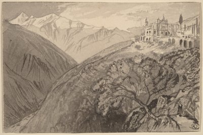 Een stadje op een heuveltop (Heiligdom van Lampedusa) door Edward Lear