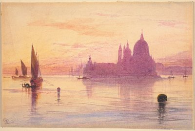 Santa Maria della Salute, Venetië, bij zonsondergang door Edward Lear
