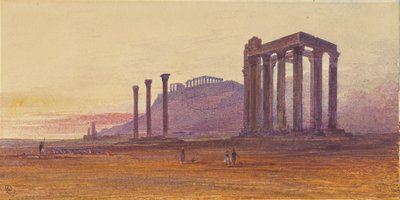 De tempel van de Olympische Zeus, Griekenland door Edward Lear