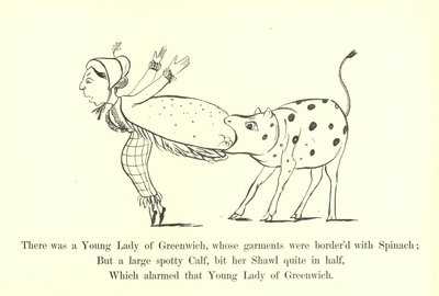 Er was een jonge dame uit Greenwich, wiens kleding was omzoomd met spinazie door Edward Lear
