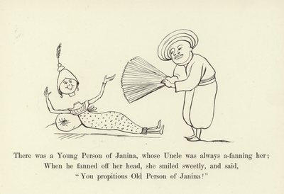 Er was een jong persoon van Janina, wiens oom haar altijd aan het wapperen was door Edward Lear