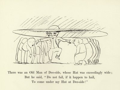Er was een Oude Man van Dee-side, wiens Hoed buitengewoon breed was door Edward Lear