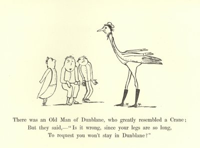 Er was een Oude Man uit Dunblane, die sterk leek op een Kraanvogel door Edward Lear
