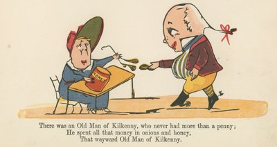 Er was een oude man uit Kilkenny, die nooit meer dan een cent had, uit 