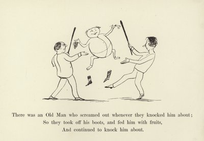 Er was een oude man, die schreeuwde telkens als ze hem sloegen door Edward Lear