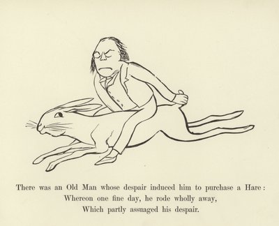 Er was een oude man, wiens wanhoop hem ertoe bracht een haas te kopen door Edward Lear