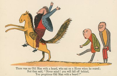 Er was een Oude Man met een baard, die op een Paard zat toen hij steigerde, uit 