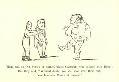 Er was een oude persoon van Barnes, wiens kleding bedekt was met lappen door Edward Lear