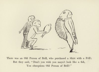 Er was een oude persoon van Brill, die een shirt met een kraag kocht door Edward Lear