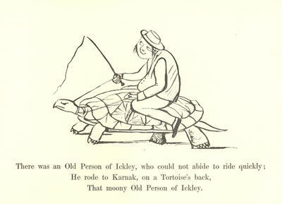Er was een oude persoon uit Ickley, die niet snel kon rijden door Edward Lear