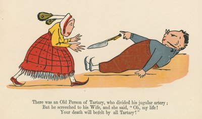 Er was een oude persoon uit Tartary, die zijn halsslagader doorsneed, uit 