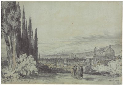Uitzicht op Florence met de Dom in de verte, 1839 door Edward Lear