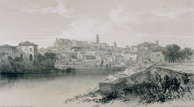 Gezichten in Rome en omgeving: Rome vanaf via Porta San Paolo door Edward Lear