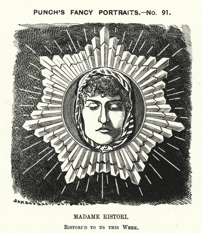 Punch cartoon: Adelaide Ristori, Italiaanse actrice (gravure) door Edward Linley (after) Sambourne