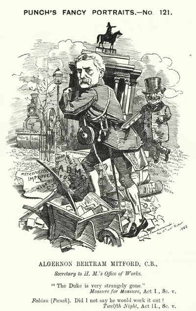 Punch cartoon: Algernon Bertram Freeman-Mitford door Edward Linley (after) Sambourne