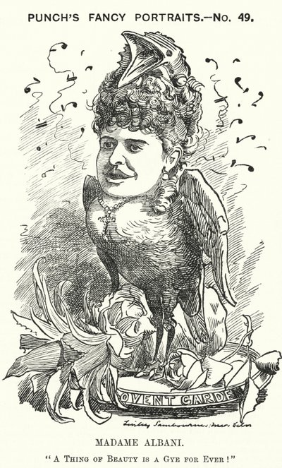 Punch cartoon: Emma Albani, Canadese operazangeres (gravure) door Edward Linley (after) Sambourne
