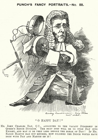 Punch cartoon: John Charles Day, Engelse advocaat en rechter door Edward Linley (after) Sambourne