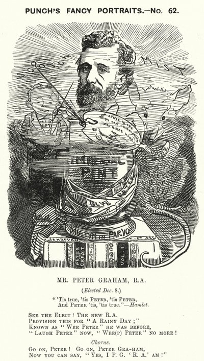 Punch cartoon: Peter Graham, Schotse kunstenaar door Edward Linley (after) Sambourne