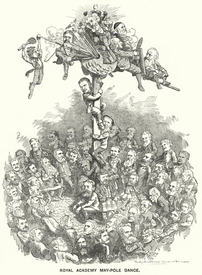 Punch cartoon: Royal Academy May-Pole Dance (gravure) door Edward Linley (after) Sambourne