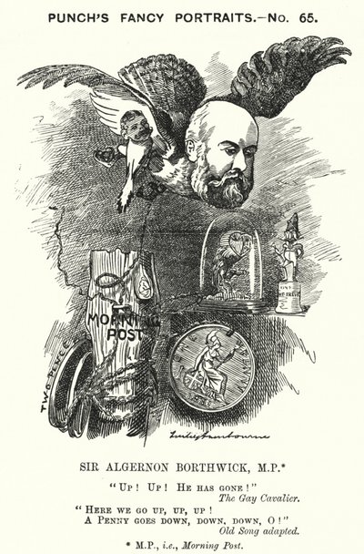 Punch cartoon: Sir Algernon Borthwick door Edward Linley (after) Sambourne