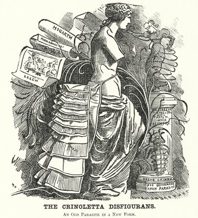 Punch cartoon: De Crinoletta Disfigurans door Edward Linley (after) Sambourne