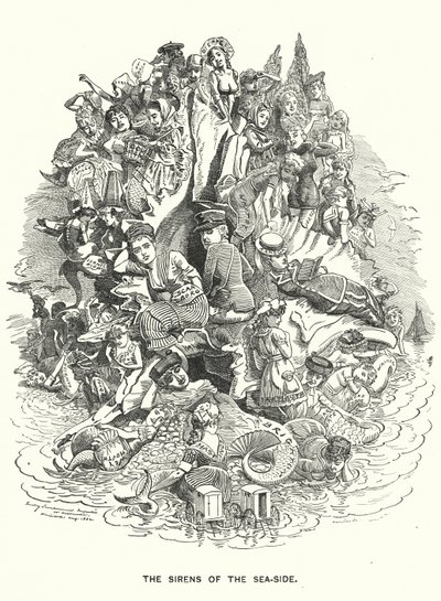 Punch cartoon: De Sirenen van de Kust - Britse kustvakantieoorden door Edward Linley (after) Sambourne