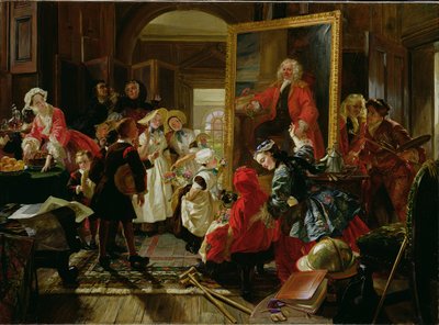 Hogarths studio in 1739 (olieverf op doek) door Edward Matthew Ward