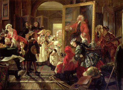 Hogarths studio in 1739 door Edward Matthew Ward