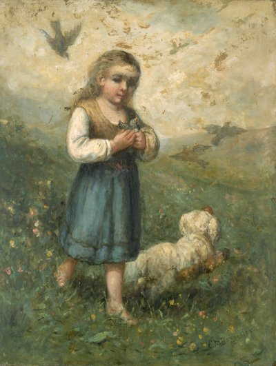 Kind met Vogels en Hond, 1882 door Edward Mitchell Bannister