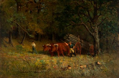 Zonder titel (jongen en man met ossen) door Edward Mitchell Bannister