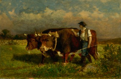 Zonder titel (man met twee ossen) door Edward Mitchell Bannister