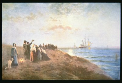 Inscheping van de Pelgrims door Edward Moran