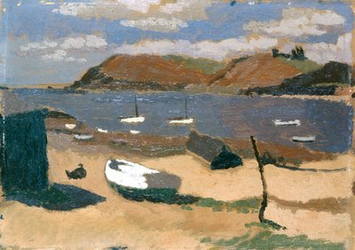 Carmarthen Bay (Olieverf op board) door Edward Morland Lewis