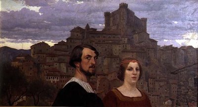 Zelfportret met de Vrouw van de Kunstenaar voor Anticoli Corrado door Edward Okun